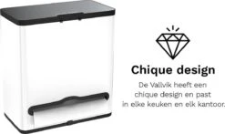 Stangvollby Vallvik Prullenbak – 4 Liter – Keukenrol Dispenser – Wit – RVS - Ophangbare Vuilbak - Afvalscheiding - Uitneembare Binnenemmer – Inbouw Vuilnisbak – Keuken Afvalemmer – Ruimtebesparend – Staand - Ophangen – Keukenrol Houder – GFT Bakje -Thuis Opslag Winkel 1200x716 1