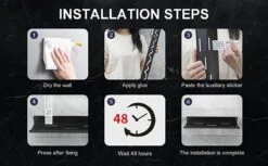 Merkloos Kruidenrek Met Rolhouder, Keuken Organizer, Kruidenrek Met/zonder Boren, Kruidenrek, Wandorganizer Voor Specerijen, Set Van 2 Zwarte Keukenrekken, Kruidenrek Ophangbaar, Wandrek, Staal, Zwart, Keukenrek -Thuis Opslag Winkel 1200x742