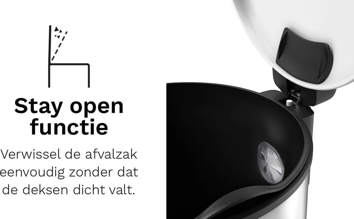 Pedaalemmer - 3 Liter - RVS - Wit - Afvalemmer StangVollby Rosvik - Toilet - Badkamer - Klein - Soft Close Deksel - Chique Design - Kleine Witte Pedaal Prullenbak - Afvalzak Inkeping - Vuilnisbak Badkamer 3 Pedaalemmer - 3 Liter - RVS - Wit - Afvalemmer StangVollby Rosvik - Toilet - Badkamer - Klein - Soft Close Deksel - Chique Design - Kleine Witte Pedaal Prullenbak - Afvalzak Inkeping - Vuilnisbak Badkamer - Afbeelding 3