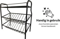 Zindoo Kruidenrek Zwart 3-laags Staand - Specerijen Rek - Kruiden Rek - Duurzaam RVS - Anti Slip Onderzijde - Specerijenstandaard – Keukenorganizer - Spice Rack - Kitchen Rack - Spice Organizer Keukenaccessoire - ZIN-SR05 -Thuis Opslag Winkel 1200x784