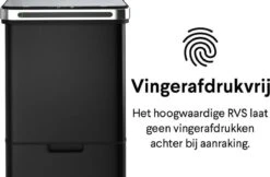 Homra DEXER Afvalscheiding Prullenbak - 4 Vakken - 60 Liter (2×18L + 2×12L) - Recycle Sensor Prullenbak - RVS Afvalemmer - Afvalscheidingsprullenbak - Design Keuken Afvalemmer - Automatische Lucht- En Bacterie Filter - Soft Close Deksel – Kleur Zwart -Thuis Opslag Winkel 1200x785 1