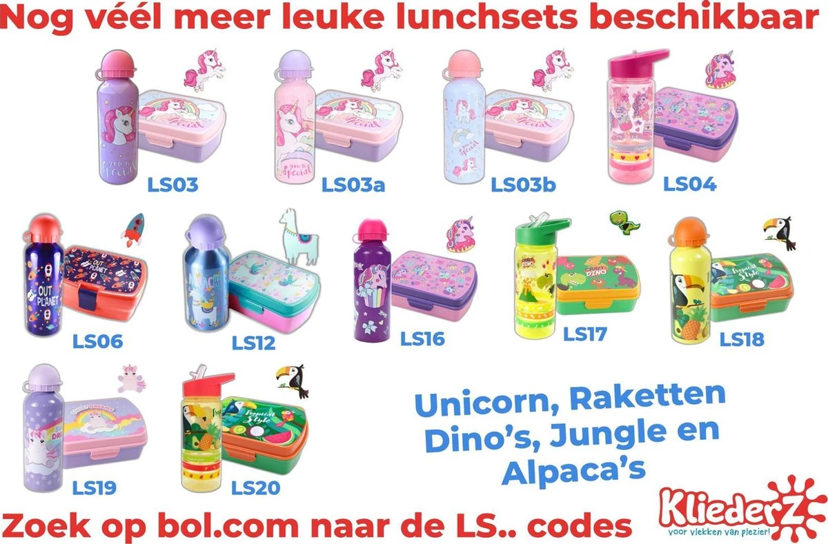 Broodtrommel + Drinkfles Unicorn | Lunchbox Voor Kinderen | Eenhoorn Roze LS03a 7 Broodtrommel + Drinkfles Unicorn | Lunchbox Voor Kinderen | Eenhoorn Roze LS03a - Afbeelding 7