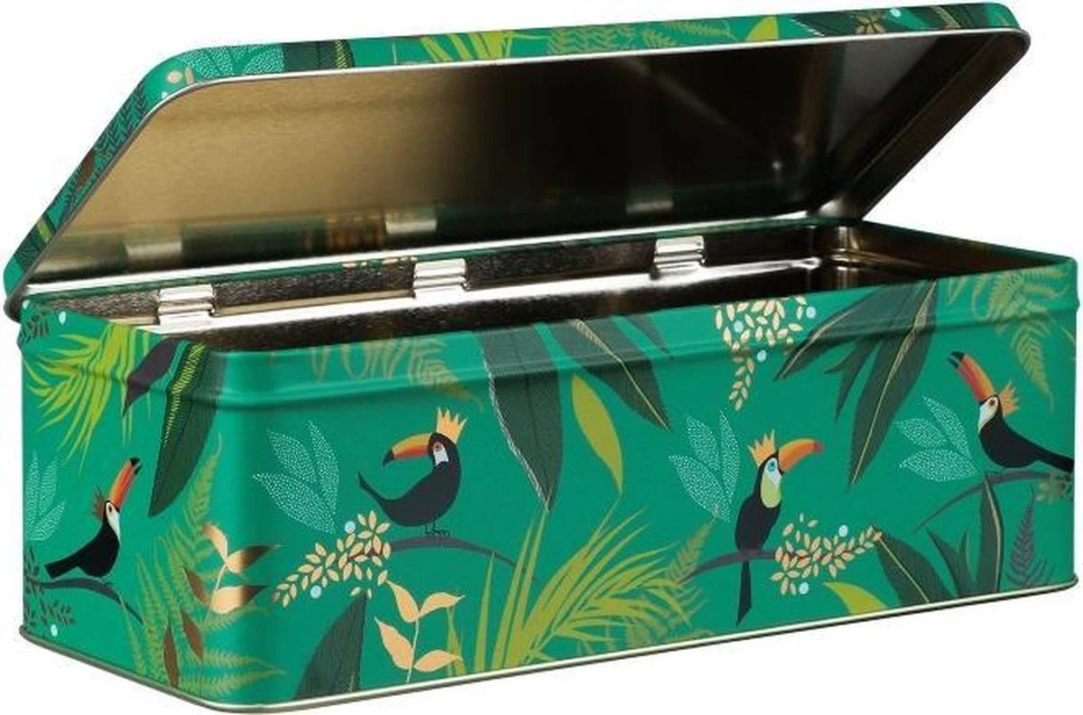Bewaarblik Toekan - Groen - Rechthoek - Blik - 24 X 10 X 7,8 Cm - Sara Miller London 2 Bewaarblik Toekan - Groen - Rechthoek - Blik - 24 X 10 X 7,8 Cm - Sara Miller London - Afbeelding 2