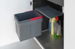 Eleganca Afvalbak 15 Liter – Inbouw Prullenbak – Inbouw Afvalemmer – Uittrekbare Prullenbak – Afvalemmer Keuken – Antraciet – Hygiënisch – Ruimtebesparend Vuilnisbak – B34.5xD25xH28,5cm