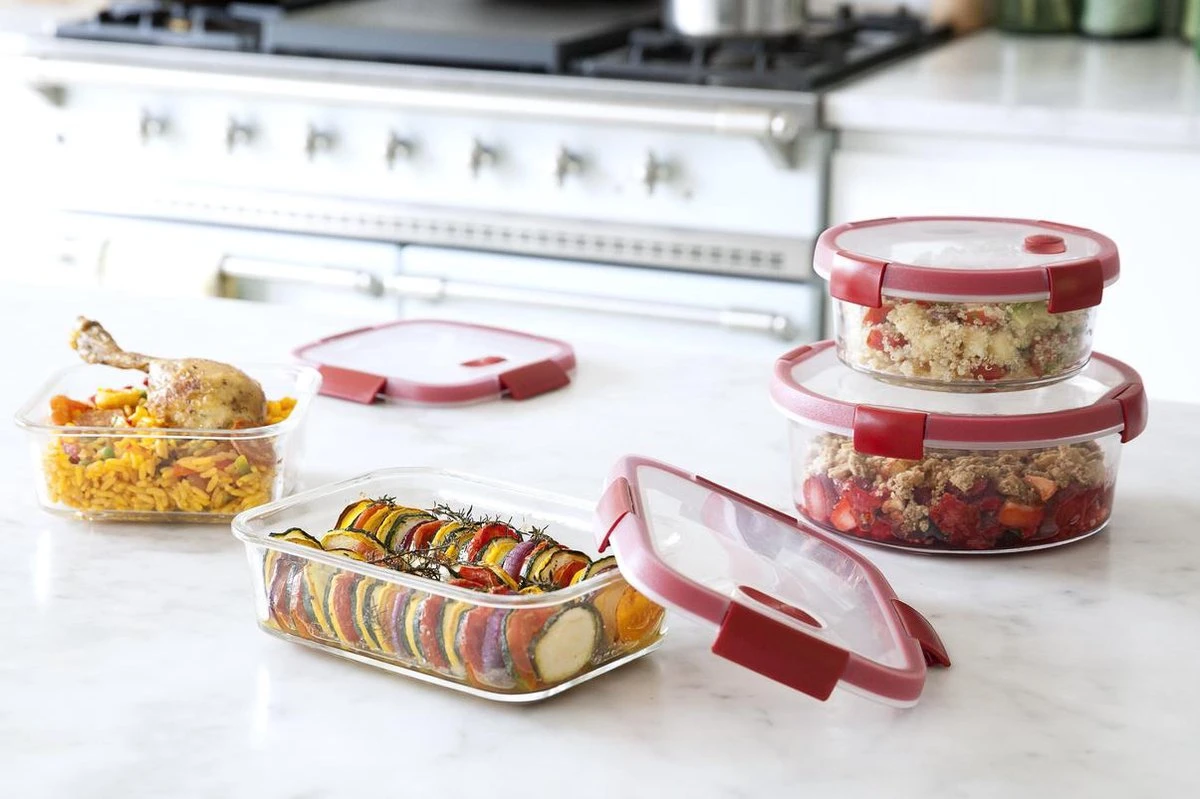 Curver Smart Cook Glazen Vershouddoos - Rechthoekig - 0,9L - Rood 3 Curver Smart Cook Glazen Vershouddoos - Rechthoekig - 0,9L - Rood - Afbeelding 3