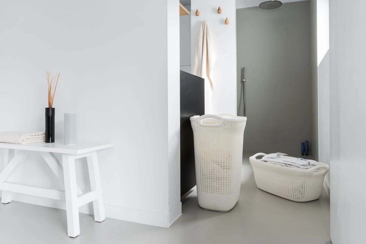 Curver Knit Wasmand Met Deksel - 57L - Oasis White 6 Curver Knit Wasmand Met Deksel - 57L - Oasis White - Afbeelding 6