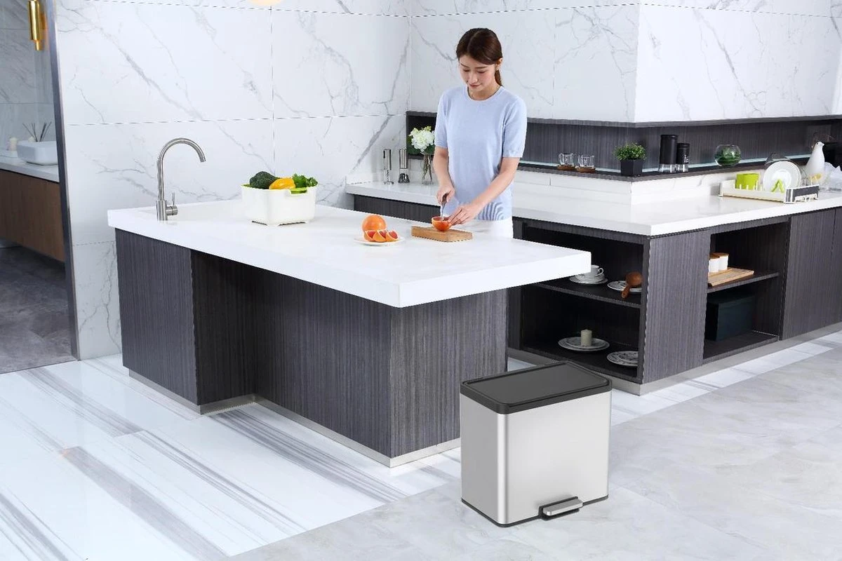 EKO Essential Recycling Prullenbak - 3x 9 L - Mat RVS 4 EKO Essential Recycling Prullenbak - 3x 9 L - Mat RVS - Afbeelding 4