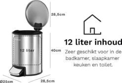 Pedaalemmer - 12 Liter - RVS - Afvalemmer StangVollby Docksta - Toilet - Badkamer - Kantoor - Klein - Soft Close Deksel - Chique Design - RVS Pedaal Prullenbak - Afvalzak Inkeping - Vuilnisbak Badkamer -Thuis Opslag Winkel 1200x828 16