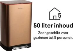Homra Koniq Prullenbak Met Pedaal - 50 Liter - RVS - Pedaalemmer - Automatisch Lucht Filter - Odor Control - 50L Capaciteit - Soft Close Deksel - Afvalemmer - Design - Hygiënisch - Koper -Thuis Opslag Winkel 1200x847 5