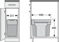 Hailo Tandem De Luxe - Inbouw Prullenbak - 31 Liter Inhoud - 25 X 40 X 49 Cm - Met 2 Compartimenten - Grijs -Thuis Opslag Winkel 1200x850 4
