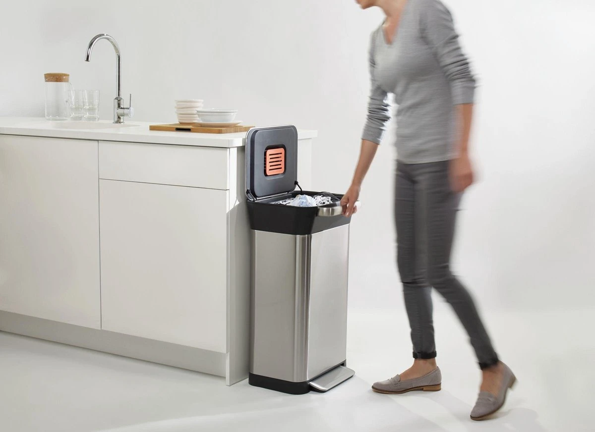 Joseph Joseph Intelligent Waste Prullenbak Titan Slim - RVS - 30 L - Zilver 4 Joseph Joseph Intelligent Waste Prullenbak Titan Slim - RVS - 30 L - Zilver - Afbeelding 4