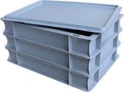 3 Pizzabollenbakken + 1 Deksel - Deegkrat - Deegbak - 400 X 300 X 70 Mm