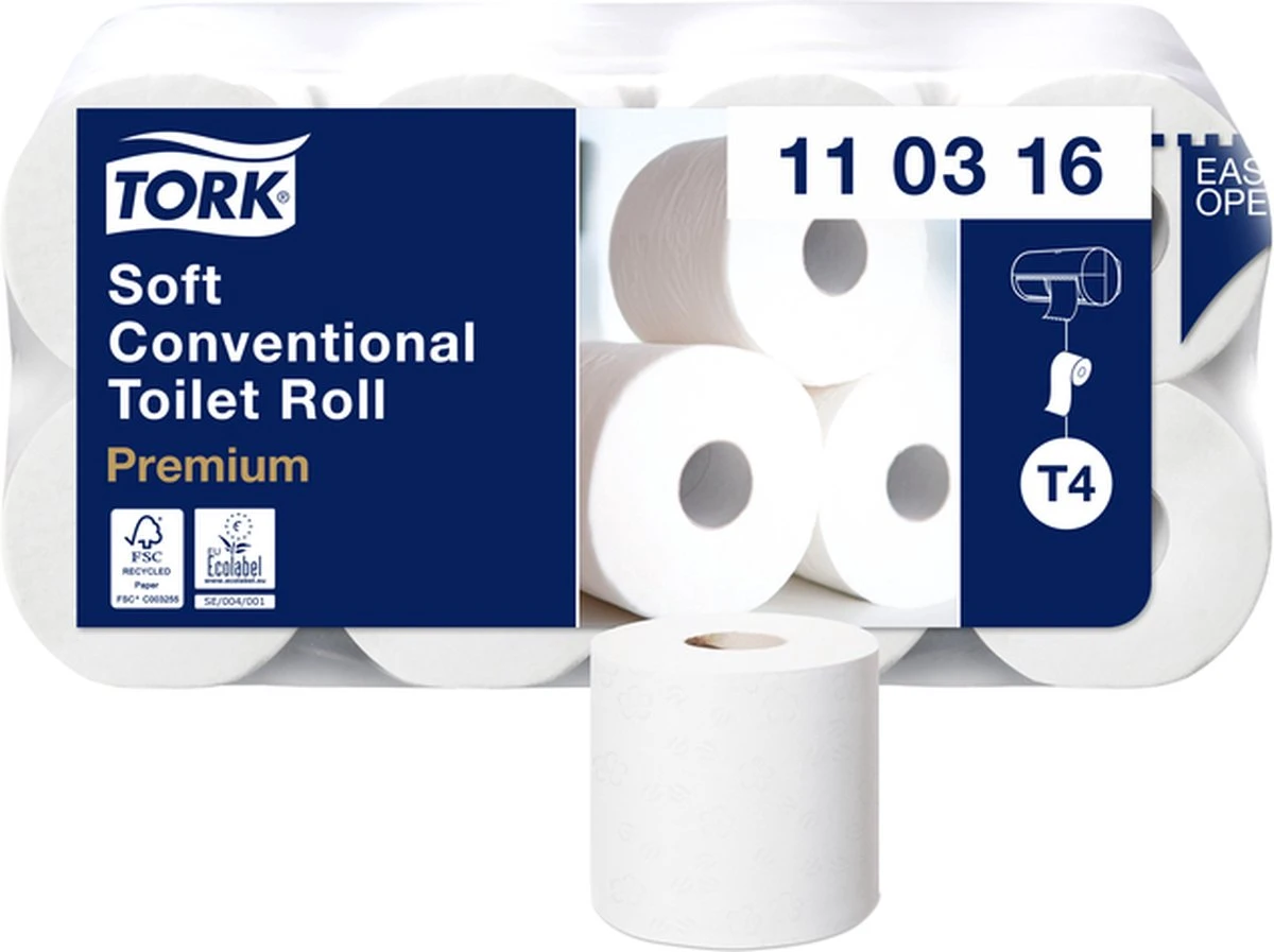 Tork Traditioneel Toiletpapier 3-laags Wit 250 Vel T4 Premium 1 Tork Traditioneel Toiletpapier 3-laags Wit 250 Vel T4 Premium