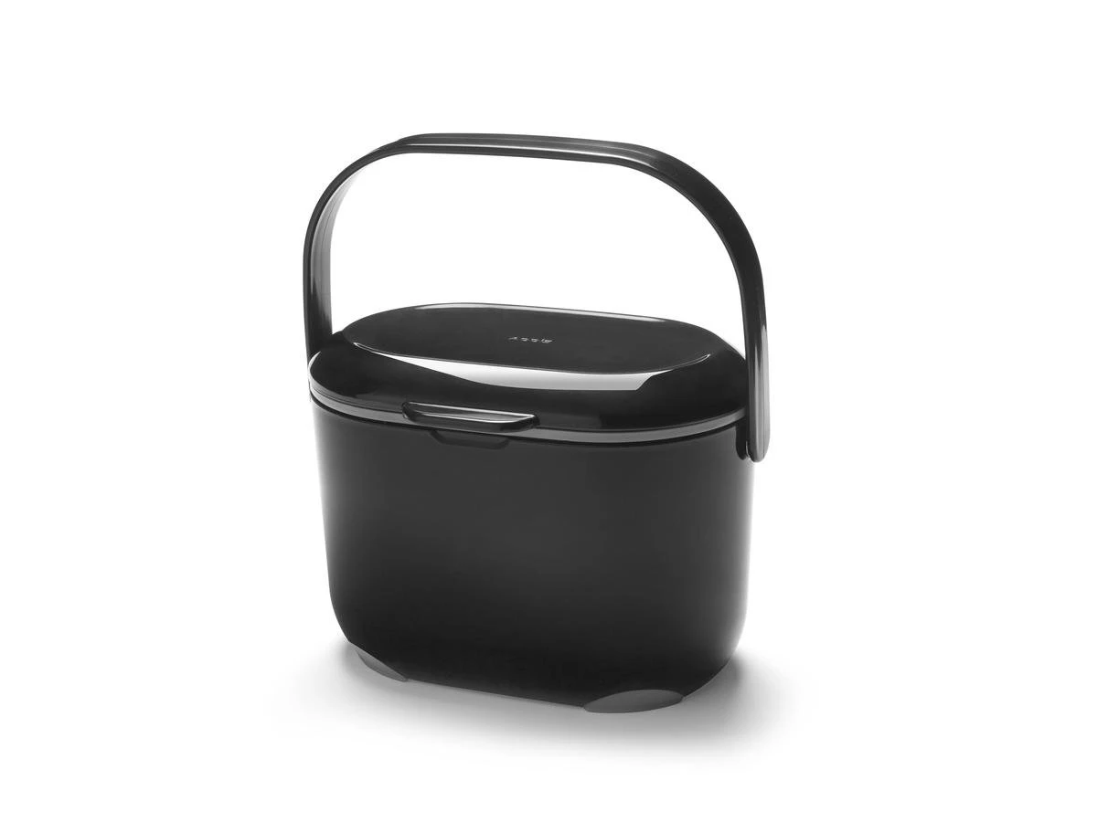 Compost Caddy-GFT Afvalbakje - Losse Binnenemmer - Zwart / Grijs - Met Rol Biologisch Afbreekbare Zakjes 2 Compost Caddy-GFT Afvalbakje - Losse Binnenemmer - Zwart / Grijs - Met Rol Biologisch Afbreekbare Zakjes - Afbeelding 2