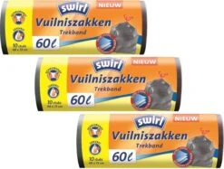 Swirl Vuilniszakken Met Trekband 60ltr - 3 Rollen