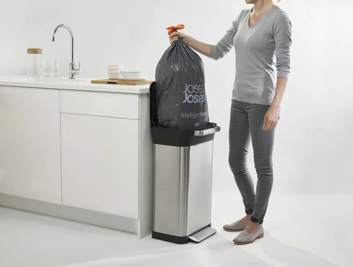 Joseph Joseph Intelligent Waste Prullenbak Titan Slim - RVS - 30 L - Zilver 3 Joseph Joseph Intelligent Waste Prullenbak Titan Slim - RVS - 30 L - Zilver - Afbeelding 3