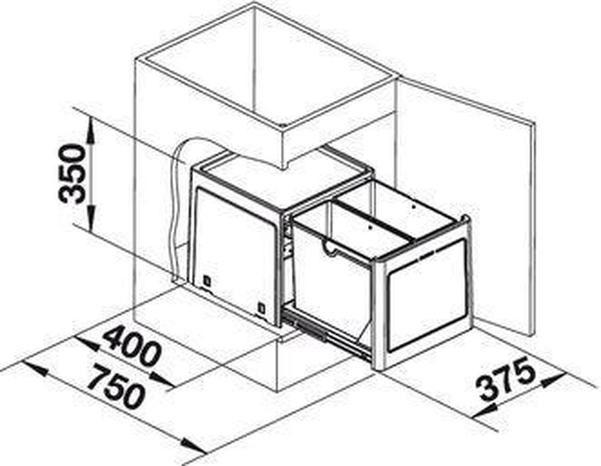 Blanco - Inbouw Prullenbak 517467 (2x13 Liter) 2 Blanco - Inbouw Prullenbak 517467 (2x13 Liter) - Afbeelding 2