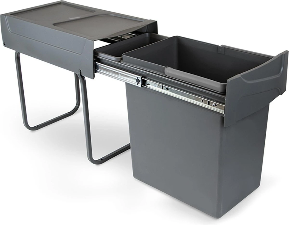Eleganca Afvalbak 20 Liter – Inbouw Prullenbak – Inbouw Afvalemmer 20L – Uittrekbare Prullenbak – Vuilnisbak -Afvalemmer Keuken – Hygiënisch – Ruimtebesparend Vuilnisbak – Grijs – B24,6xD44xH39cm 6 Eleganca Afvalbak 20 Liter – Inbouw Prullenbak – Inbouw Afvalemmer 20L – Uittrekbare Prullenbak – Vuilnisbak -Afvalemmer Keuken – Hygiënisch – Ruimtebesparend Vuilnisbak – Grijs – B24,6xD44xH39cm - Afbeelding 6