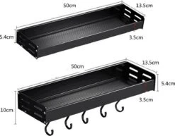 Merkloos TDR - Kruidenrek - Ophangbaar - Inclusief 6 Verplaatsbare Haken Voor Keukengereedschap - 50 Cm - Zwart -Thuis Opslag Winkel 1200x938