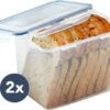Lock&Lock Vershoudbakjes - Vershouddoos Voor Brood - Brooddoos - Broodtrommel - Bewaardoos Met Deksel - 100% Luchtdicht - BPA Vrij - Set Van 2 - 3,9 Liter - Transparant