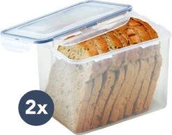 Lock&Lock Vershoudbakjes - Vershouddoos Voor Brood - Brooddoos - Broodtrommel - Bewaardoos Met Deksel - 100% Luchtdicht - BPA Vrij - Set Van 2 - 3,9 Liter - Transparant