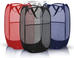 Allsa Wasmand - Opvouwbare Wasmand - 70 L - Extra Opbergvak - Stevig - Blauw -Thuis Opslag Winkel 1200x943