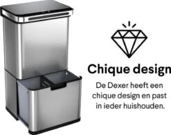 Homra DEXER Afvalscheiding Prullenbak - 4 Vakken - 60 Liter (2×18L + 2×12L) - Recycle Sensor Prullenbak - RVS Afvalemmer - Afvalscheidingsprullenbak - Design Keuken Afvalemmer - Automatische Lucht- En Bacterie Filter - Soft Close Deksel – Kleur RVS 22 Homra DEXER Afvalscheiding Prullenbak - 4 Vakken - 60 Liter (2×18L + 2×12L) - Recycle Sensor Prullenbak - RVS Afvalemmer - Afvalscheidingsprullenbak - Design Keuken Afvalemmer - Automatische Lucht- En Bacterie Filter - Soft Close Deksel – Kleur RVS -Thuis Opslag Winkel 1200x945 17