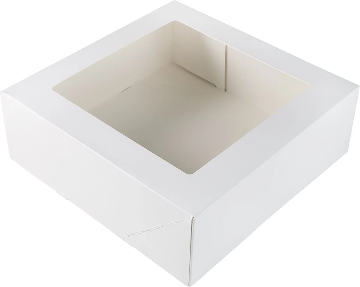 Taartdoos Met Venster 26x26x9cm. Wit 3st 1 Taartdoos Met Venster 26x26x9cm. Wit 3st