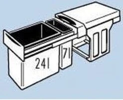 Hailo Tandem De Luxe - Inbouw Prullenbak - 31 Liter Inhoud - 25 X 40 X 49 Cm - Met 2 Compartimenten - Grijs -Thuis Opslag Winkel 1200x977