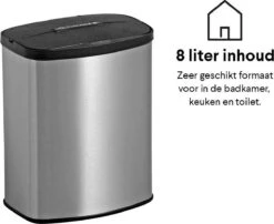 Prullenbak Met Sensor - 8 Liter - RVS - Toilet Afvalemmer - Badkamer Afvalbak Homra IXXA - Vuilnisbak - 8L - Vingerafdrukvrij RVS - Hygiënisch - Automatische Softclose Deksel - Automatische Deksel - Sensor Vuilbak -Thuis Opslag Winkel 1200x982 2