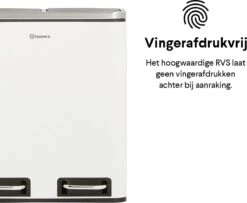 Homra BLINQ Afvalscheiding Prullenbak Met 2 Vakken - 2 X 15 L Inhoud - Duo Pedaalemmer Wit - Afvalemmer 30 Liter - Recycle Afvalbak - Witte Afvalscheidingsprullenbak - Hygiënisch Afval Scheiden - Keuken Vuilbak - Kantoor -Thuis Opslag Winkel 1200x988 1
