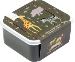A Little Lovely Company - Brooddoos - Broodtrommel -Lunch & Snack Box Set Van 4 - Savanne -Thuis Opslag Winkel 1200x991