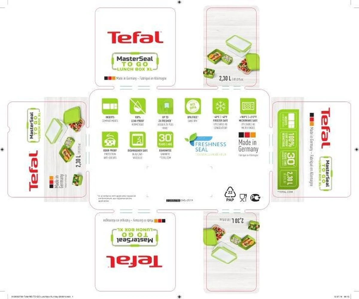 Tefal Masterseal To Go Lunchbox XL - 2,2L - Met Inlays 6 Tefal Masterseal To Go Lunchbox XL - 2,2L - Met Inlays - Afbeelding 6