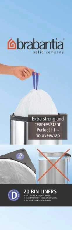 Brabantia PerfectFit Vuilniszakken - 15/20 L - Code D - 12 Rollen X 20 Stuks -Thuis Opslag Winkel 377x1200