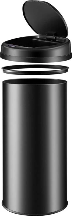 Monzana Prullenbak 56 Liter Inhoud - Met Sensor - RVS Zwart -Thuis Opslag Winkel 404x1200
