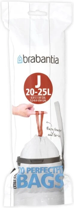 Brabantia PerfectFit Afvalzak Met Trekbandsluiting - 20/25 L - Code J - 20 Stuks -Thuis Opslag Winkel 427x1200