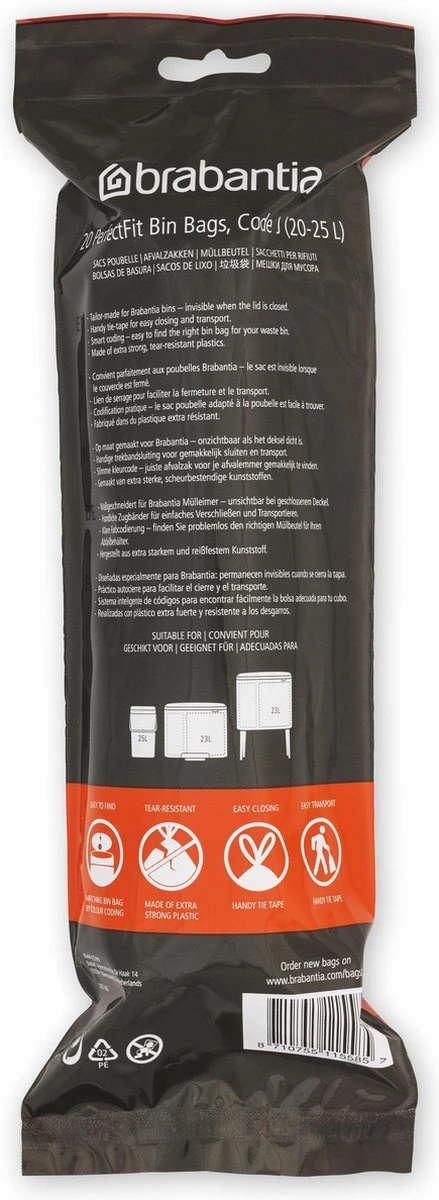 Brabantia PerfectFit Vuilniszakken - 20 - 25 L - Code J - 6 Rollen X 20 Stuks 4 Brabantia PerfectFit Vuilniszakken - 20 - 25 L - Code J - 6 Rollen X 20 Stuks - Afbeelding 4