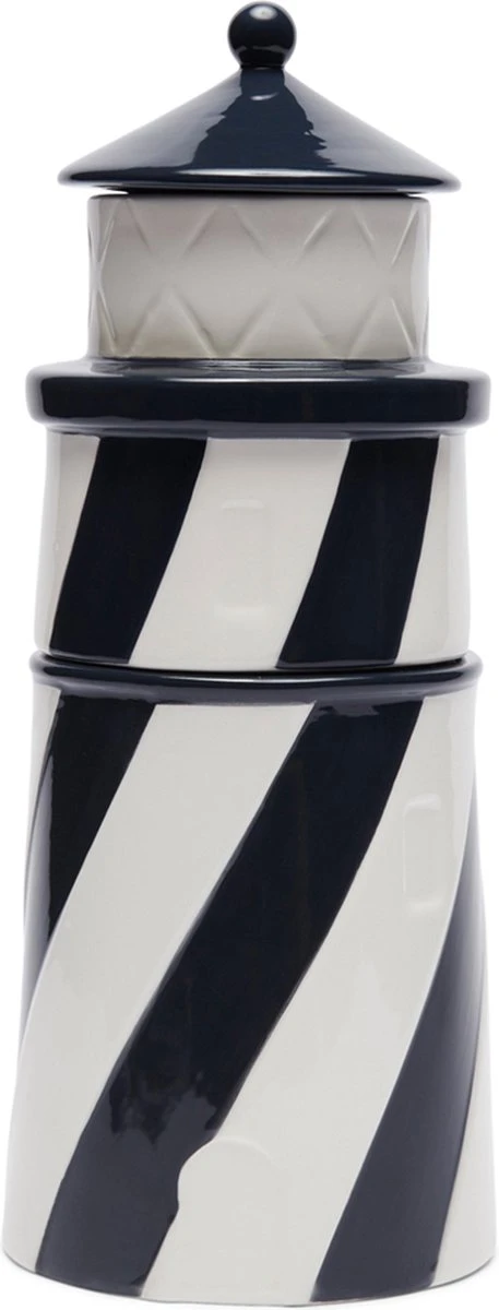 Riviera Maison Voorraadpot Met Deksel, Snoeppot Vuurtoren - Lighthouse Storage Jar - Zwart /Wit - Porselein 4 Riviera Maison Voorraadpot Met Deksel, Snoeppot Vuurtoren - Lighthouse Storage Jar - Zwart /Wit - Porselein - Afbeelding 4
