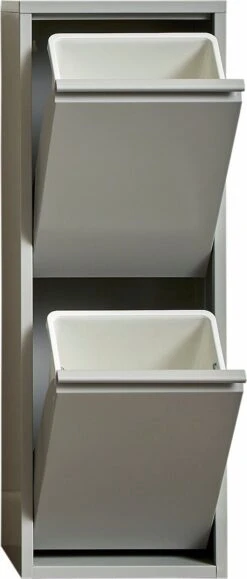 VEEHAUS – Allen - Prullenbak 2 Vakken – Afvalemmer 30 Liter (2x 15L) – Grijs – Hygiënisch Recyclen - 2-vaks Prullenbak Afvalscheiding – Afvalbak Metaal - Afval Scheiden - Prullenbak