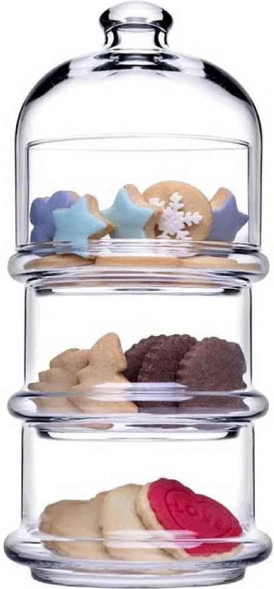 Villa Patisserie, Glazen Voorraadpot, 3 Laags, Met Deksel 1 Villa Patisserie, Glazen Voorraadpot, 3 Laags, Met Deksel