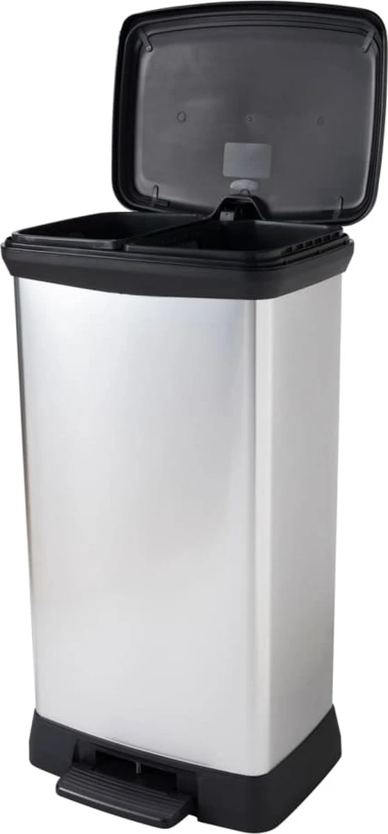 Curver Decobin Prullenbak- 50L - 39x29x72 Cm - Zilver Metallic 16 Curver Decobin Prullenbak- 50L - 39x29x72 Cm - Zilver Metallic - Afbeelding 16