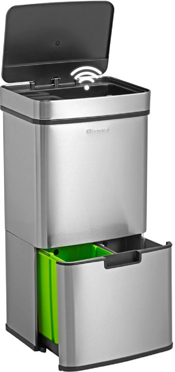 Nexo Prullenbak Afvalscheiding 3 Vakken - 72 Liter (2x12+48L) Met Infrarood Sensor Homra- Design Trio Afvalemmer RVS - Afvalscheidingsprullenbak - Keuken Afvalemmer - Recycle Afvalbak Zilver - Hygiënisch - Kantoor Vuilbak - Elektrisch - Vuilnisbakken 1 Nexo Prullenbak Afvalscheiding 3 Vakken - 72 Liter (2x12+48L) Met Infrarood Sensor Homra- Design Trio Afvalemmer RVS - Afvalscheidingsprullenbak - Keuken Afvalemmer - Recycle Afvalbak Zilver - Hygiënisch - Kantoor Vuilbak - Elektrisch - Vuilnisbakken