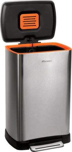 Pedaalemmer RVS 50 Liter - Prullenbak Met Pedaal Homra KONIQ - 50L Zilver - Automatische Lucht Filter - Odor Control Filter - Softclose Deksel - Design Afvalemmer - Duurzaam Vingerafdrukvrij En Vuilafstotend RVS - Keuken En Kantoor Vuilbak -Thuis Opslag Winkel 569x1200