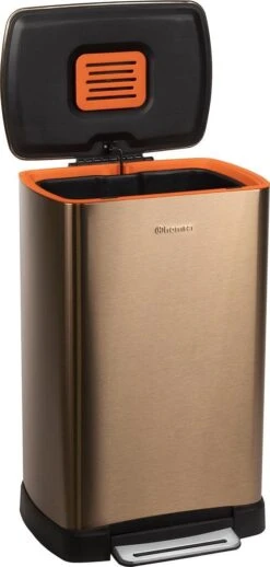 Homra Koniq Prullenbak Met Pedaal - 50 Liter - RVS - Pedaalemmer - Automatisch Lucht Filter - Odor Control - 50L Capaciteit - Soft Close Deksel - Afvalemmer - Design - Hygiënisch - Koper -Thuis Opslag Winkel 572x1200 2