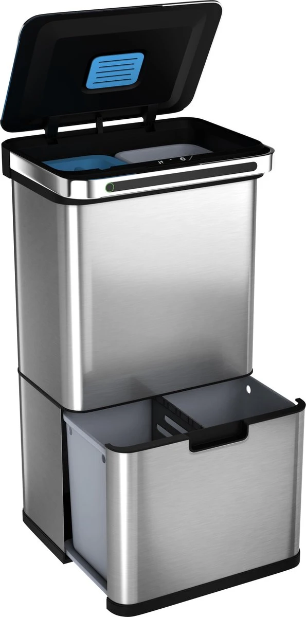 Homra DEXER Afvalscheiding Prullenbak - 4 Vakken - 60 Liter (2×18L + 2×12L) - Recycle Sensor Prullenbak - RVS Afvalemmer - Afvalscheidingsprullenbak - Design Keuken Afvalemmer - Automatische Lucht- En Bacterie Filter - Soft Close Deksel – Kleur RVS 11 Homra DEXER Afvalscheiding Prullenbak - 4 Vakken - 60 Liter (2×18L + 2×12L) - Recycle Sensor Prullenbak - RVS Afvalemmer - Afvalscheidingsprullenbak - Design Keuken Afvalemmer - Automatische Lucht- En Bacterie Filter - Soft Close Deksel – Kleur RVS - Afbeelding 11