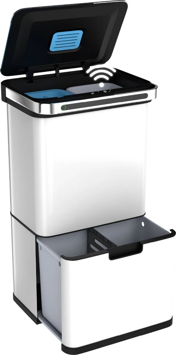 Prullenbak Met Sensor - 60 L - Afvalscheiding Vuilbak StangVollby Halden - RVS - 4 Vakken - Automatisch Lucht Filter - 60 Liter (2×18L + 2×12L) - Automatische Soft Close Deksel Met Infrarood Sensor - 4 Vaks Afvalemmer - Bacterie Filter - Wit 1 Prullenbak Met Sensor - 60 L - Afvalscheiding Vuilbak StangVollby Halden - RVS - 4 Vakken - Automatisch Lucht Filter - 60 Liter (2×18L + 2×12L) - Automatische Soft Close Deksel Met Infrarood Sensor - 4 Vaks Afvalemmer - Bacterie Filter - Wit