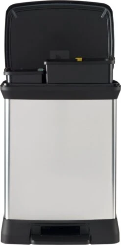 Curver Decobin Duo Prullenbak Afvalscheider - 10L + 18L - Metallic -Thuis Opslag Winkel 596x1200