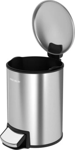 Pedaalemmer - 12 Liter - RVS - Afvalemmer StangVollby Docksta - Toilet - Badkamer - Kantoor - Klein - Soft Close Deksel - Chique Design - RVS Pedaal Prullenbak - Afvalzak Inkeping - Vuilnisbak Badkamer -Thuis Opslag Winkel 604x1200 1