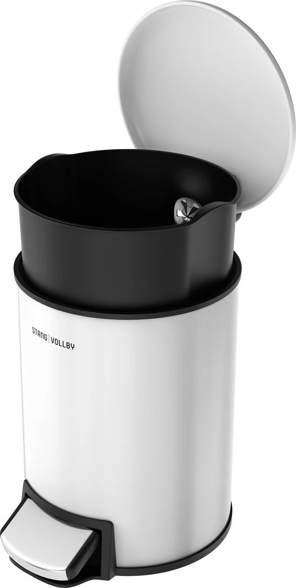 Pedaalemmer - 3 Liter - RVS - Wit - Afvalemmer StangVollby Rosvik - Toilet - Badkamer - Klein - Soft Close Deksel - Chique Design - Kleine Witte Pedaal Prullenbak - Afvalzak Inkeping - Vuilnisbak Badkamer 8 Pedaalemmer - 3 Liter - RVS - Wit - Afvalemmer StangVollby Rosvik - Toilet - Badkamer - Klein - Soft Close Deksel - Chique Design - Kleine Witte Pedaal Prullenbak - Afvalzak Inkeping - Vuilnisbak Badkamer - Afbeelding 8