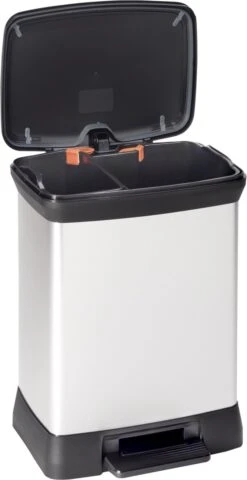 Curver Decobin Duo Prullenbak Afvalscheider - 10L + 18L - Metallic -Thuis Opslag Winkel 618x1200